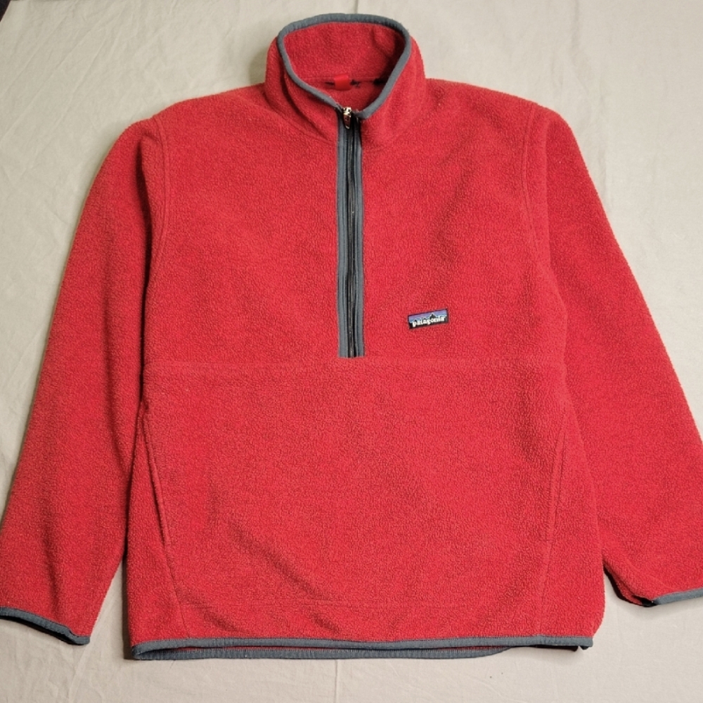 Vintage Patagonia Synchilla Fleece Sweater Men's Medium Red Zip Marcupial Usa